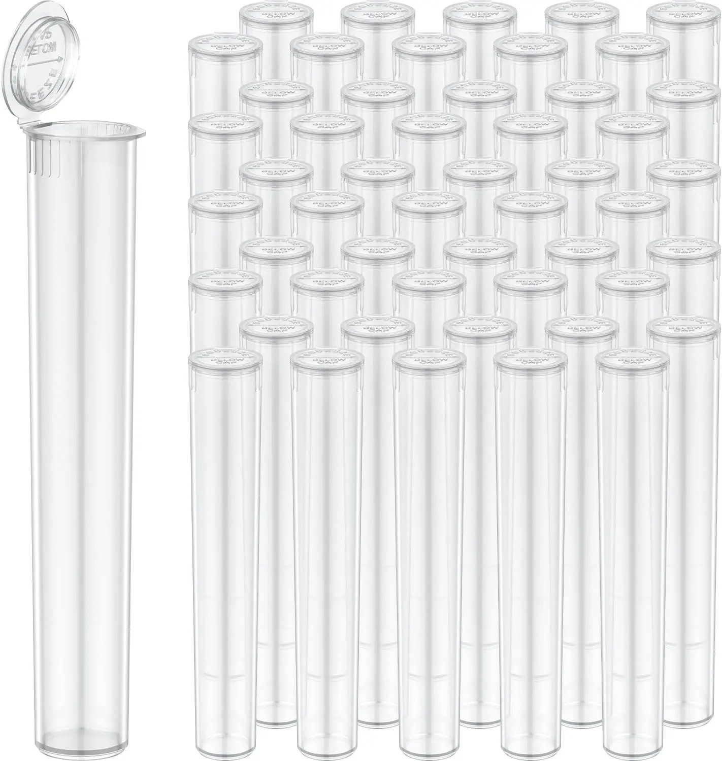 

Clear King-Size Plastic Pre Roll Tubes 50 Pack, Waterproof Odor Sealing Container for 110mm Cones