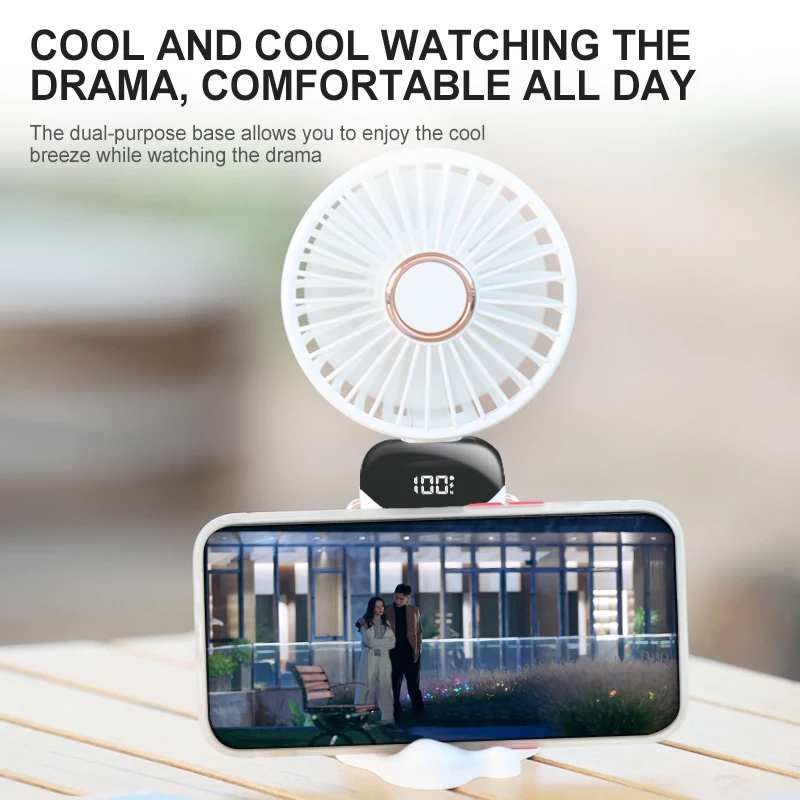 2024 Xiaomi New 5000mAh Portable Rechargeable 90° Foldable Fan Mini Air Conditioner Small Fan Air Cool with LED Digital Display