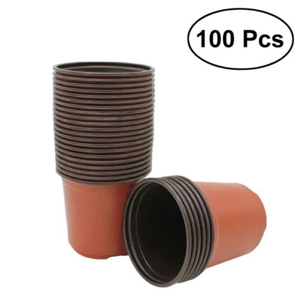 

100PCS Plastic Seedling Pot Double Color Flowerpot Nutrition Cup Nutrition Bowl Planting Transplanting Basin Not Damage Seedling
