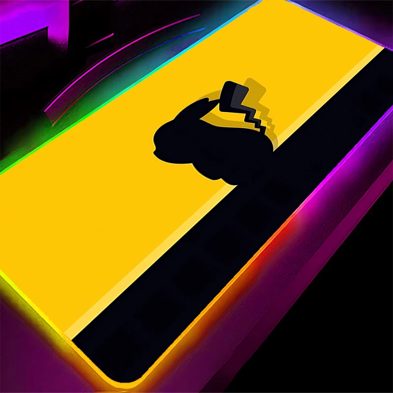 

Natural Rubber LED Mouse Pad P-Pokemon Pikachu Large Gamer Keyboard RGB Desk Mouse Mat Carpet Backlight Gaming Notbook Mousepad