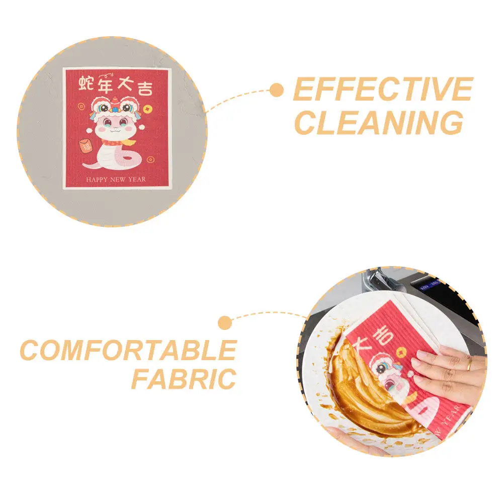2Pcs Dish Towels for Kitchen Wood Pulp Cotton Thick Absorbent Cleaning Cloths Gentle on Hands Effective on Grease Stains and