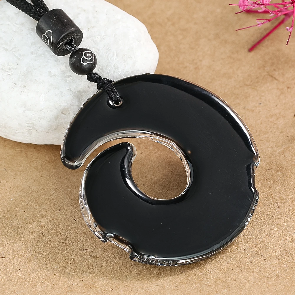 Changing with Temperature Auspicious Cloud Glaze Pendant Necklace for Women Men Transit Charm Choker Amulet Lucky Jewelry Gift