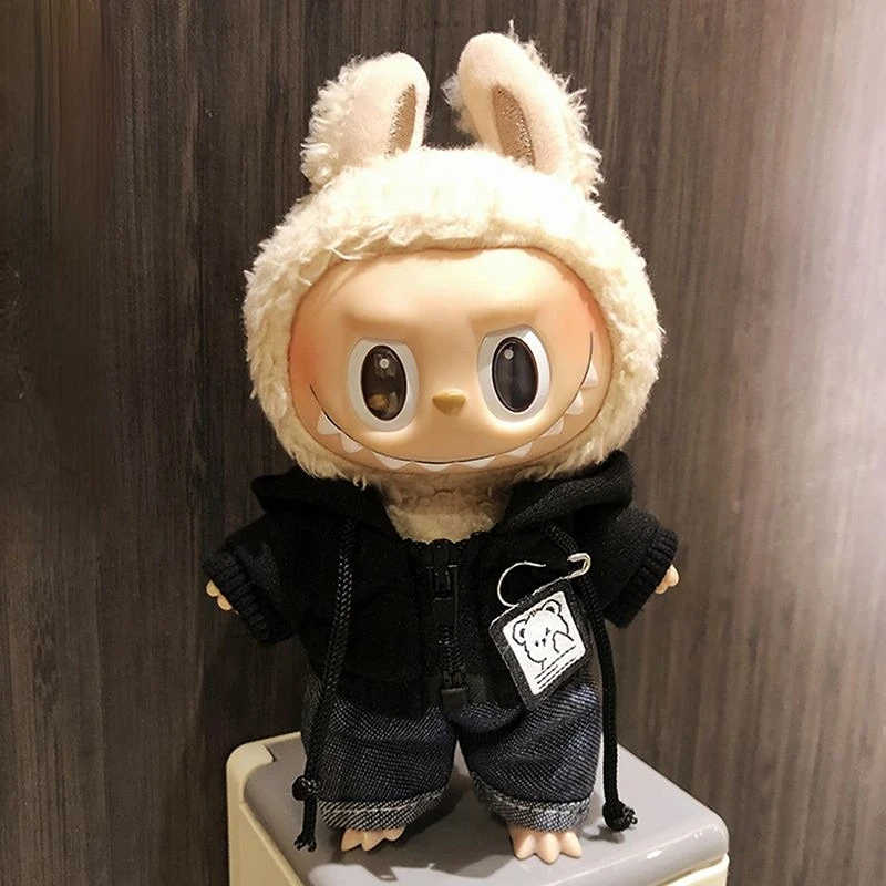 17 centimetri Labubu Vestiti Fresco Mini Peluche Con Cappuccio Idol Bambole Tuta Abbigliamento di Moda per la Corea Kpop Exo Ventole Tute e Salopette Accessori