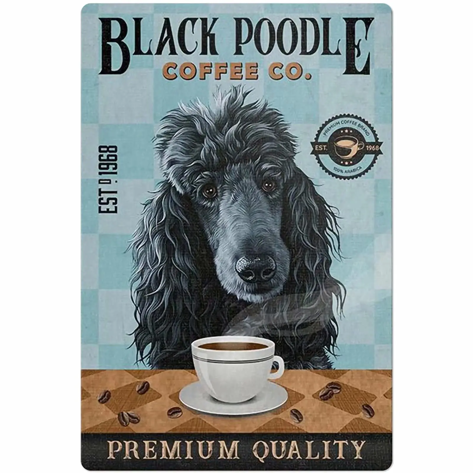 Geuuki Metal Signs Black Poodle Coffee Signs Vintage Signs Retro Aluminum Tin Sign for Kitchen Office Garden Bar Cafe Decor sign