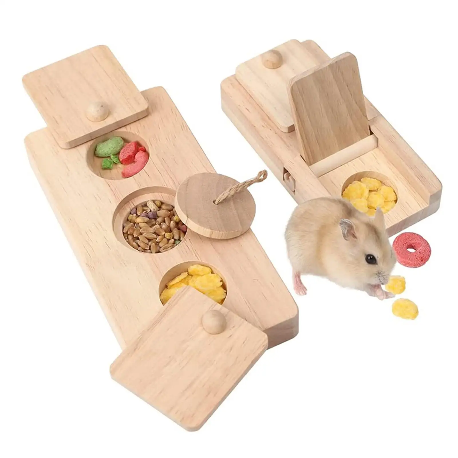 Wooden Enrichment Foraging Toy Set Mental Toy for Small Pet Chinchilla Bunny