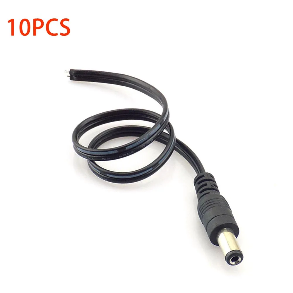 10pcs DC Power Cable DC Male Adaptor Power Supply Plug 5.5mmx2.1mm Jack Cable for CCTV Camera Security led strip light C4