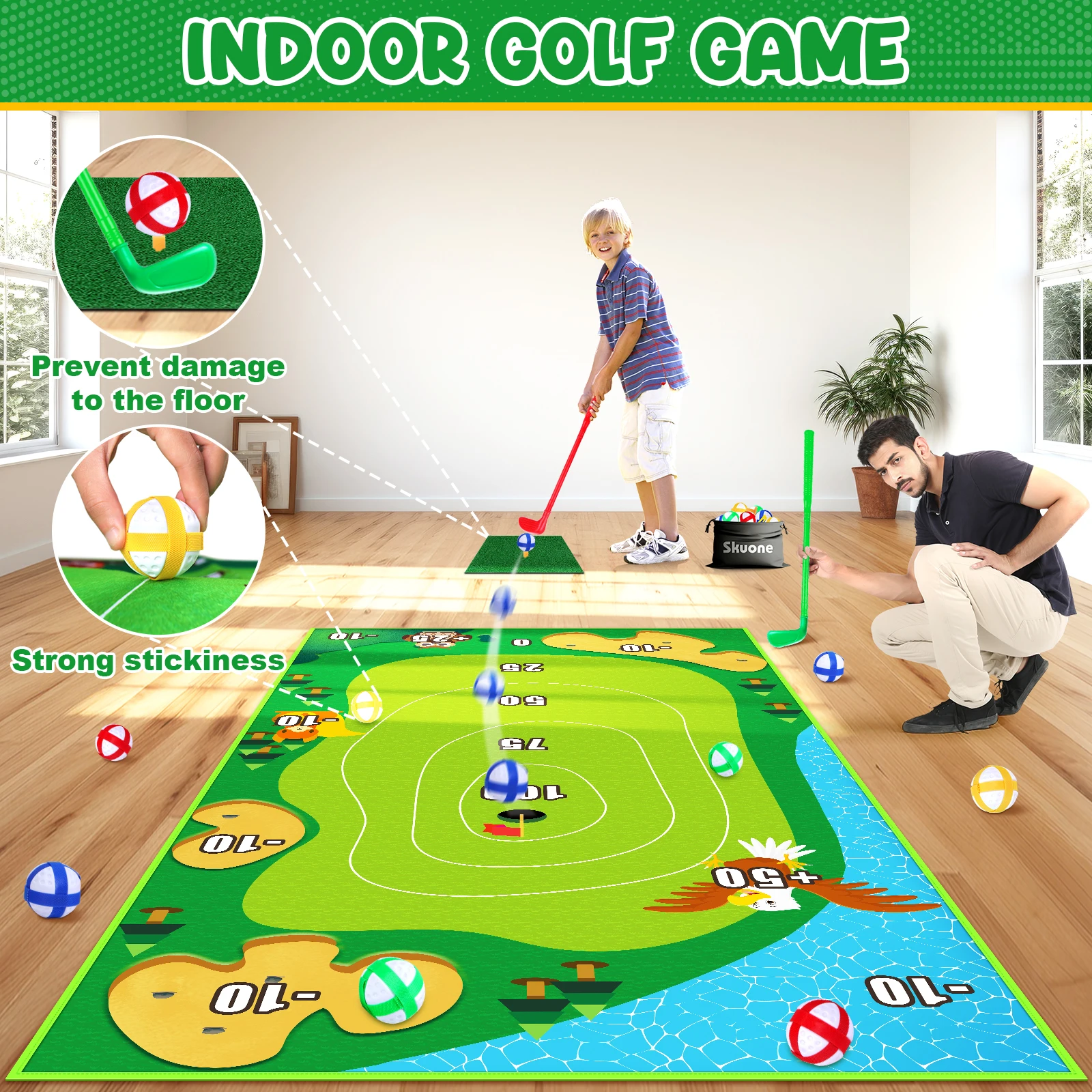 Golf toy set, Golf beginner practice set, suitable for indoor and outdoor, suitable for gifts to boys and girls over 3 years old