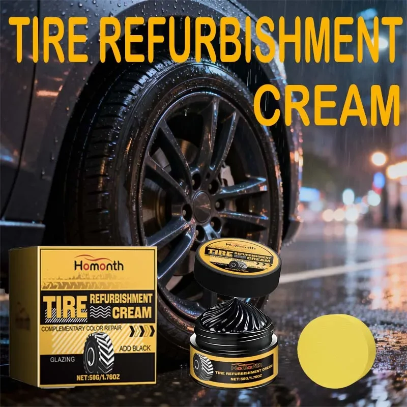 50g Tire Coating Wax Car Tire Retreading and Film Plating Cream Tire Shine Coating Wax Auto Rubber Parts Shiny Paste