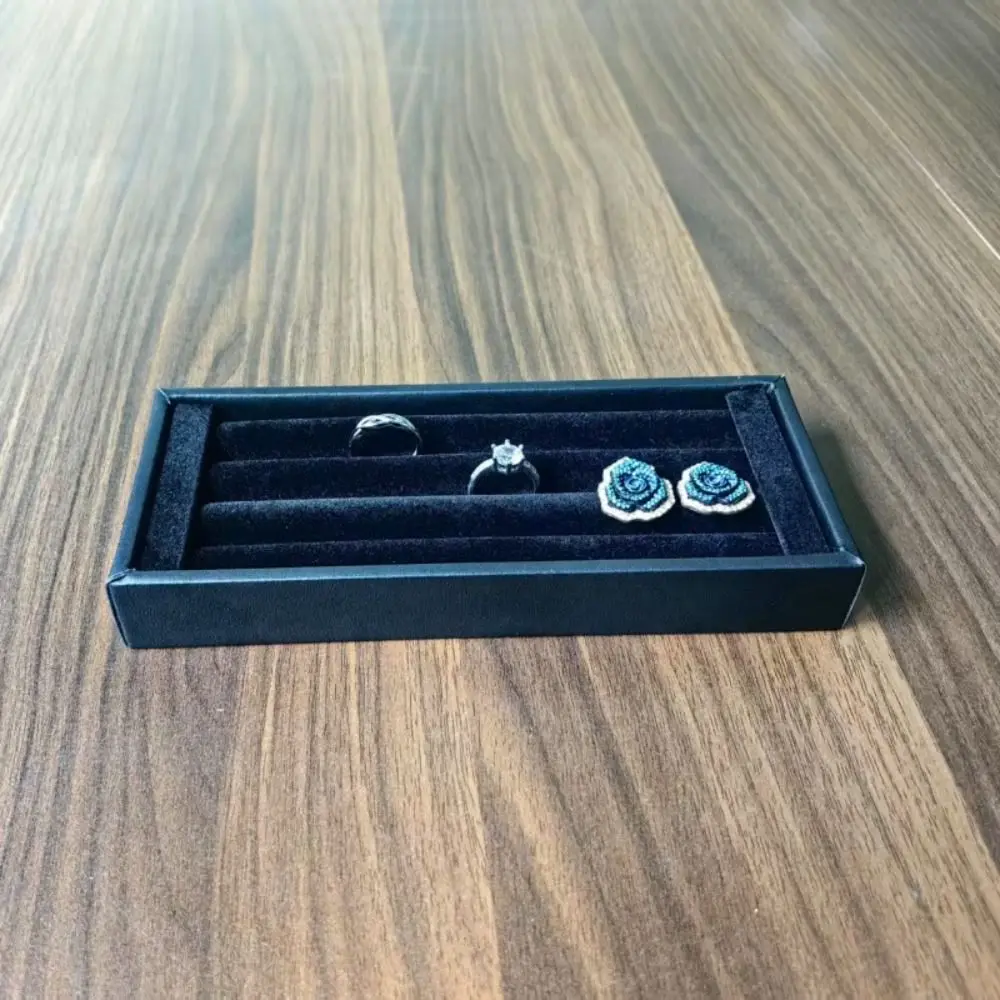 

PU Velvet Rings Earrings Organizer Mini Bracelets Jewelry Display Holder Flannelette Necklaces Jewelry Storage Pallet Gifts