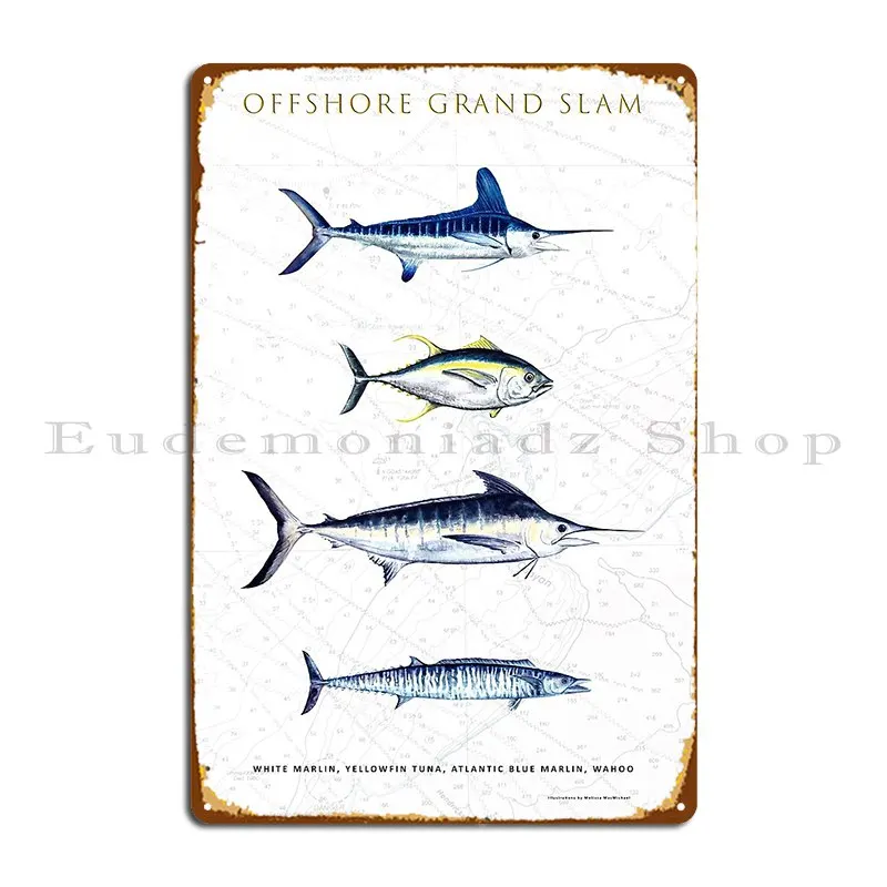 Белый Марлин желтоплавник тунца синий Марлин Wahoo средняя Атлантика Морской Большой Slam металлический знак кинотеатр железная фотография