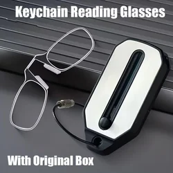 Nose Clip-on Reading Glasses Folding Legless Ultralight Keychain Glasses Men Women Mini Portable Presbyopic Glasses +1.0 To +4.0