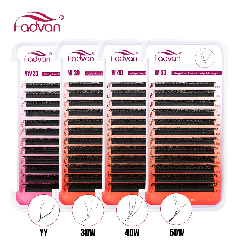 FADVAN YY/3D/4D/5D Shape 7-12mm/10-12mm Mix Length Eyelash Extensions Premium Quality Faux Mink Salons Waterproof False Lash