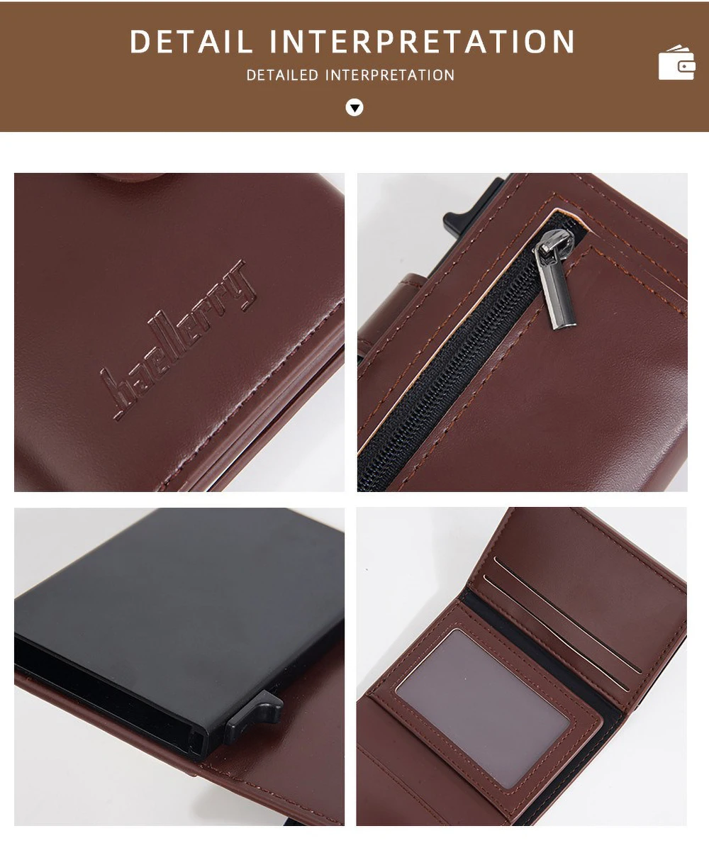Baellerry Aluminium-Kartenhalter für Herren mit automatischem Pop-Up-Schiebeknopf, RFID-blockierende Metall-Geldbörse, kratzfest – Detail 11