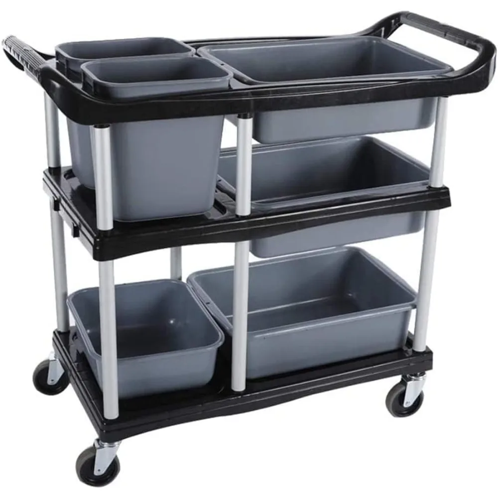 

41x18.1x37inch Utility Cart, The 3-Tier Restaurant Cart with Mobile Shelving Unit and Wheels, for Restaurant&Hotels,Kitchens