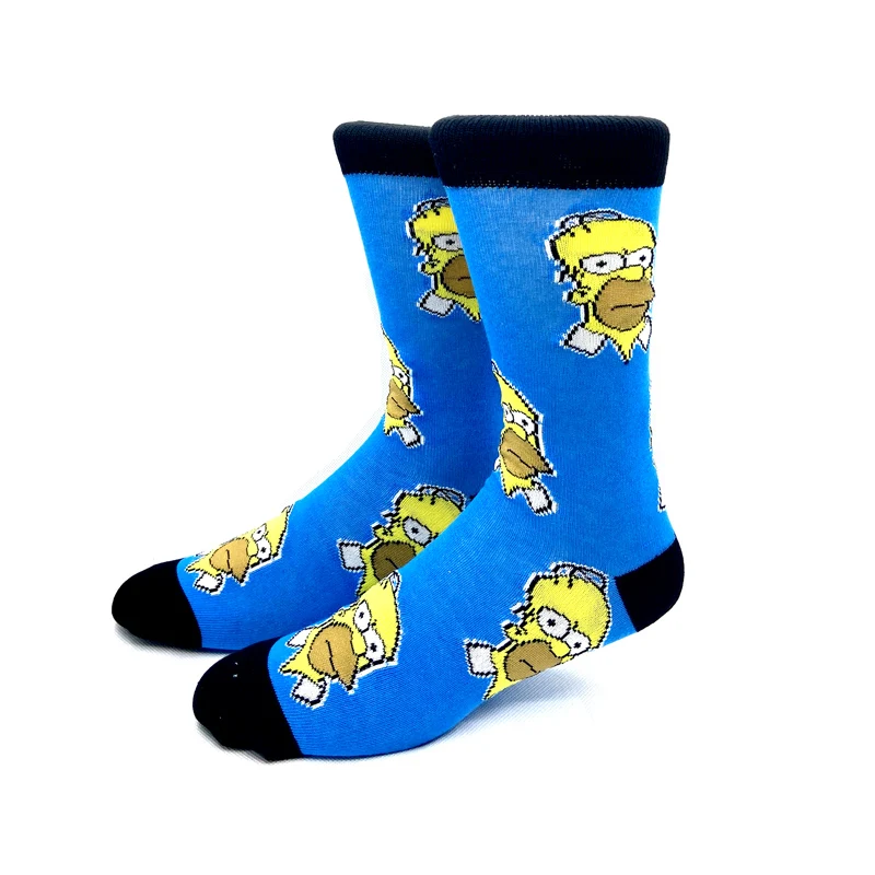 Calcetines Unisex de algodón con dibujos animados para hombre y mujer, medias de tubo medio con diseño de Los Simpsons, estilo Harajuku, para