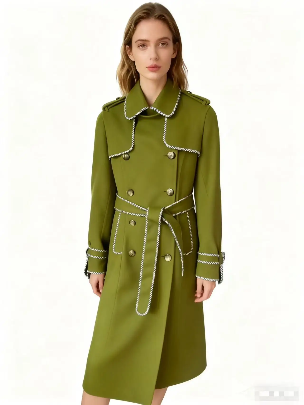 

New Arrival Women's Clothing Long Coat 2025 Winter British Style Green Wool Coat