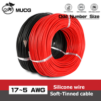 30m Silicone Rubber wire Soft Copper Tinned cable Electrical wires power Car Battery Flexible Cable Wiring 17 15 13 11 9 7 5 AWG