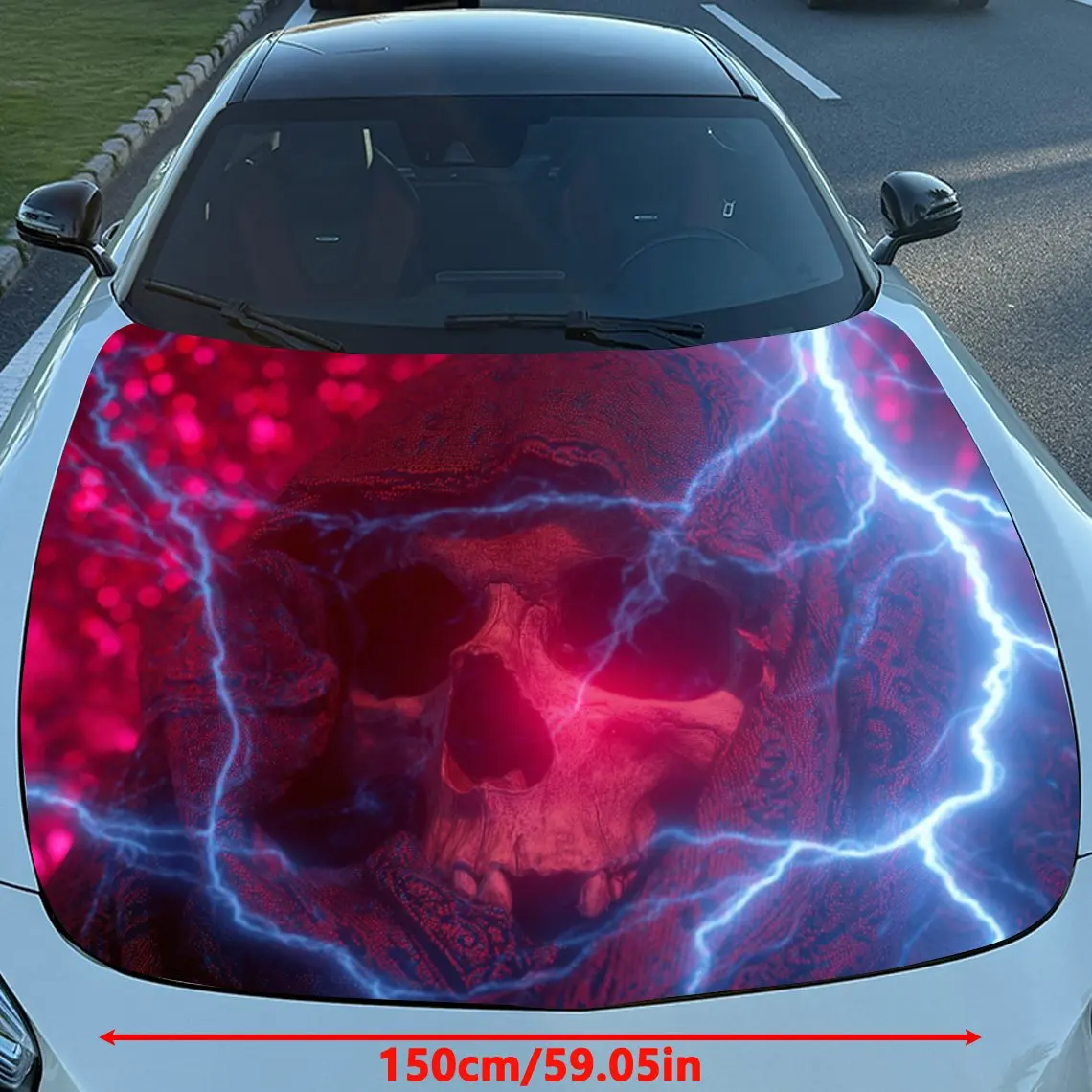 ฝากระโปรงรถลายโครงกระดูกมีฮู้ด - วัสดุพีวีซีกันน้ำ ติดตั้งง่ายด้วยตัวเอง ป้องกันรอยขีดข่วน เหมาะสำหรับรถยนต์ รถ SUV รถบรรทุก - คุณภาพเยี่ยม