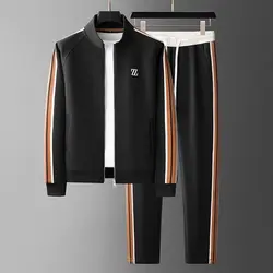 Men's Autumn/Winter New Embroidered Casual Sports Set, High end Coat, cardigan, hoodie, Handsome Two piece Set