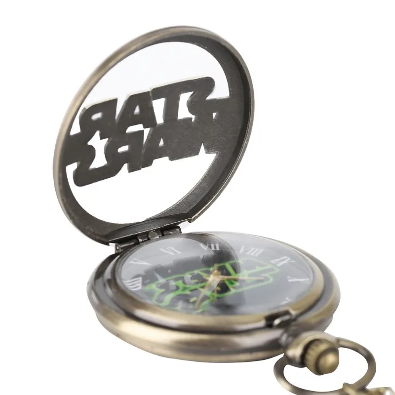 حرب النجوم ساعة الجيب البرونزية كوارتز ساعة حائط بنات بنين أنيمي قلادة ساعة سلسلة مع سلسلة الكرتون شنقا ساعات الكوارتز #4