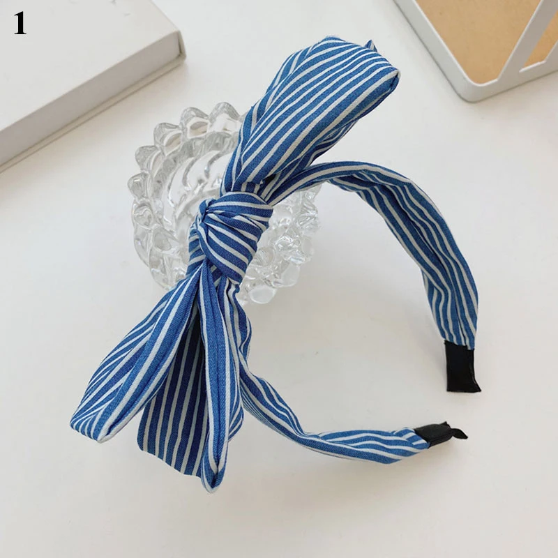 Fashion hair accessories women double-layer bow headbands wild denim hairband girl striped floral wide-brim hair band headwear