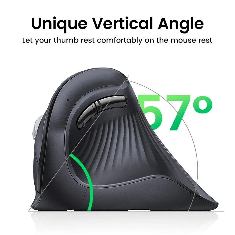 

UGREEN Vertical Mouse Wireless Bluetooth5.0 2.4G Ergonomic 4000DPI 6 Mute Buttons for MacBook Tablet Laptops Computer PC Mice