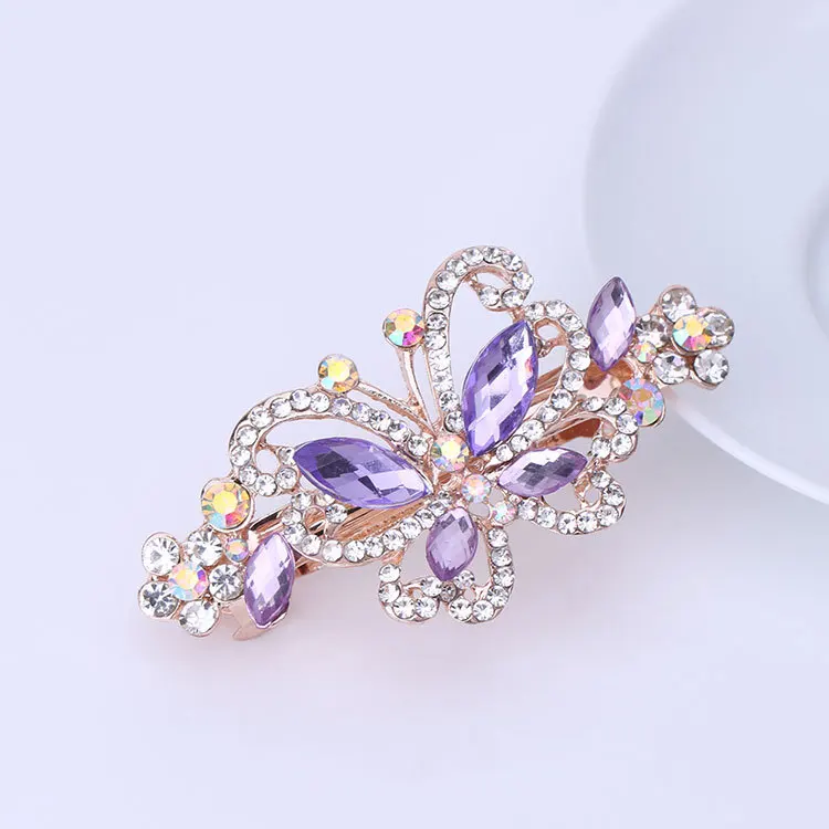 Butterfly Barrettes with Crystal and Diamond-Like Accents