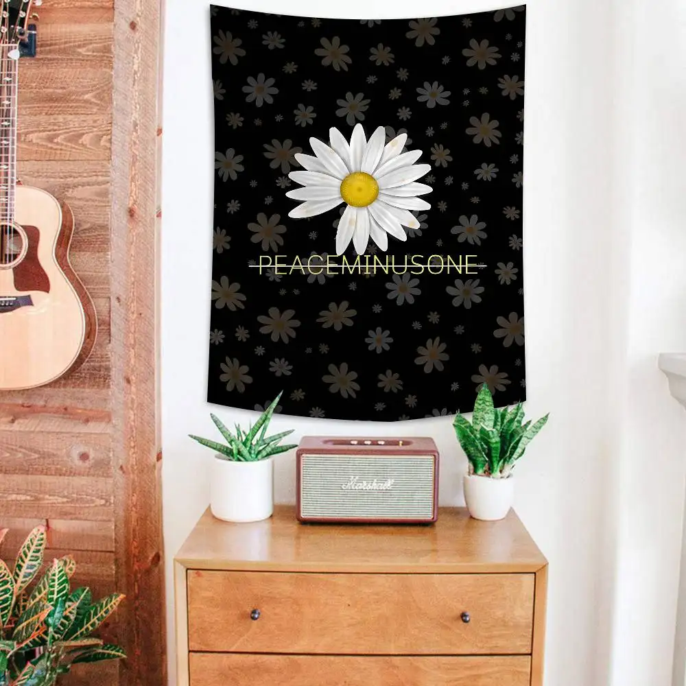 Funny P-Peaceminusones Daisy Tapestry Wall Hanging Hippie Wall Hanging Bohemian Wall Tapestries Mandala Wall Hanging Sheets
