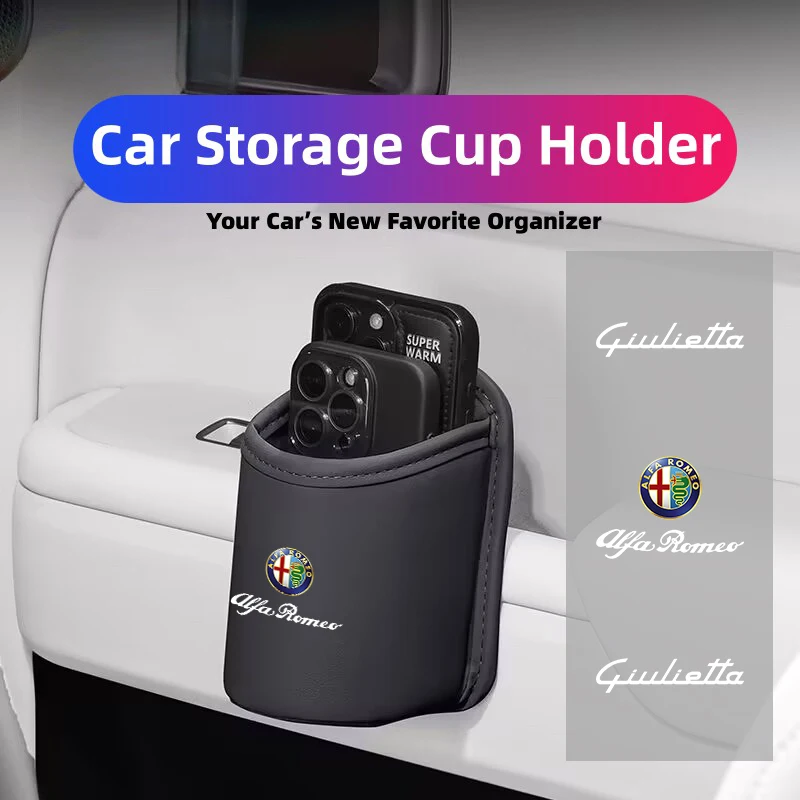 

2026 Горячая наклейка для Alfa Romeo 1/2 шт. Автомобильная дверь, держатель для чашки с водой, задняя подставка для напитков, кожаный ящик для хранения Giulia 147 Mito 156 15