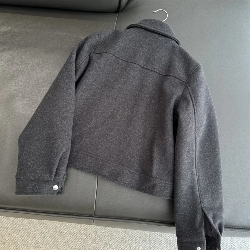 المرأة الجديدة أزياء تنوعا الياقة طويلة الأكمام عارضة جيب الديكور لينة سستة سترة معطف #5