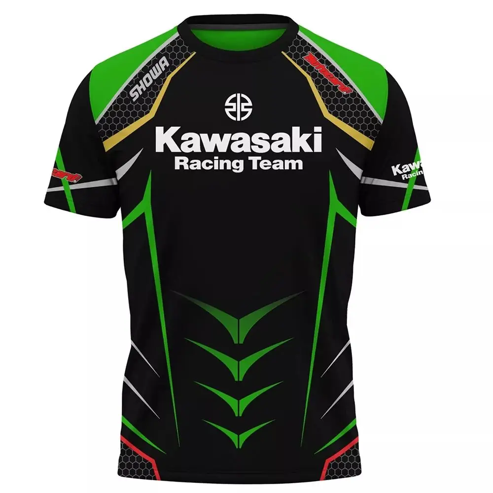 

2025 Summer Breathable Quick-Drying Kawasaki Motorcycle Sports T-shirt, Men's Short-sleeved Round Neck T-shirt, Comfortable, Sim