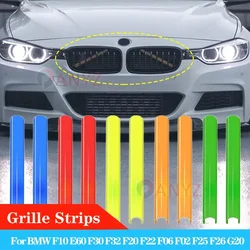 2Pcs Front Grille Trim Strips Cover Frame Stickers For BMW F10 E60 F30 F32 F20 F22 F06 F02 F25 F26 G20 1 2 3 4 5 6 7 Series