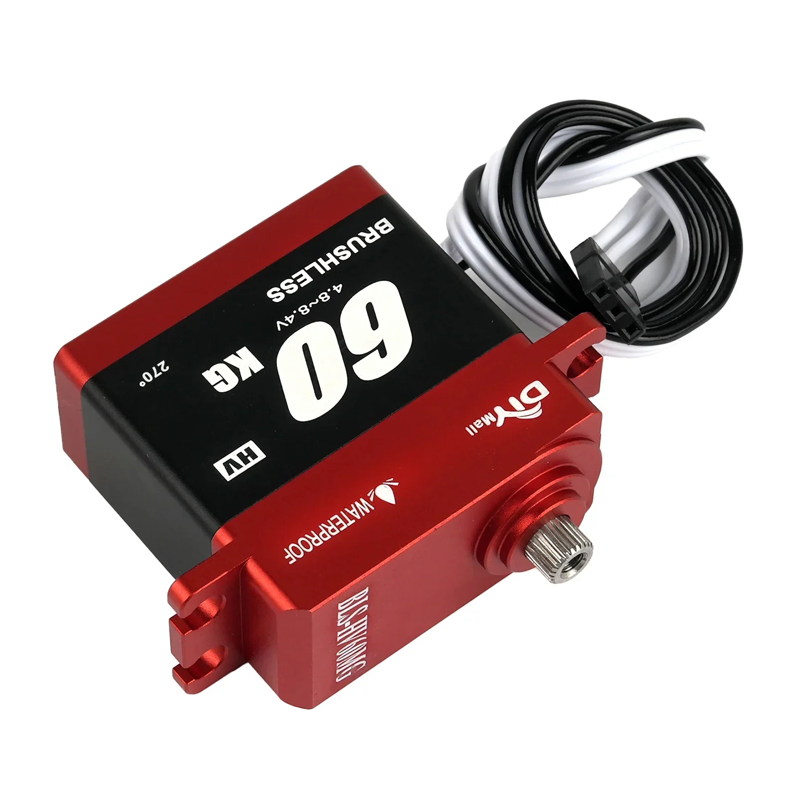 Servo RC BLS-HV60MG a coppia elevata da 60 kg - Servo HV digitale senza spazzole impermeabile 180 ° /270 ° /360 °   Ingranaggio in metallo per auto/barca/robot/drone