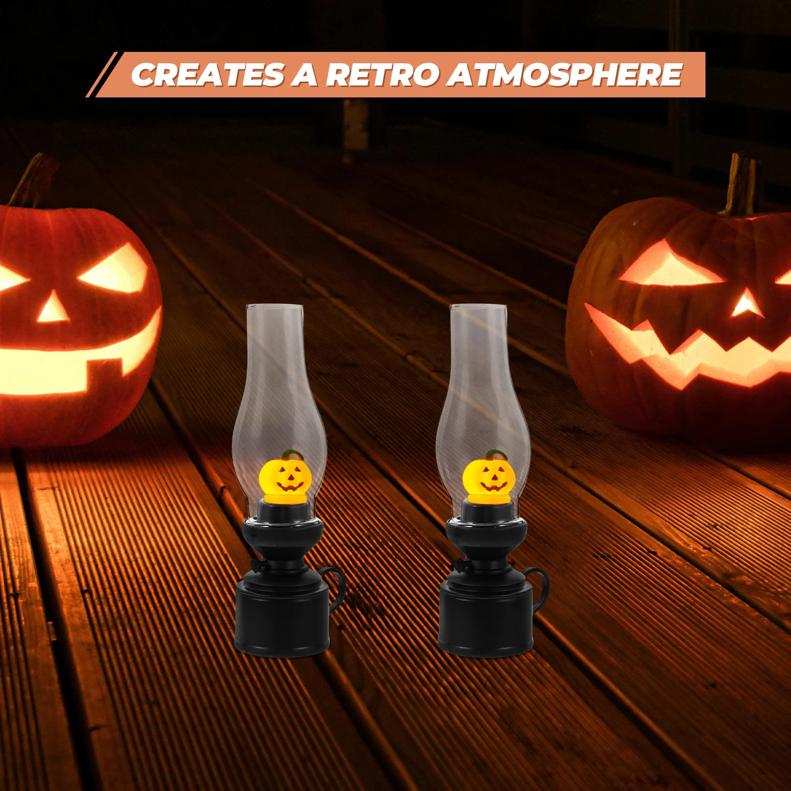

Electronic Halloween Lamp Vintage Lamp Flameless Indoor Retro Decorative Table Electronic Lantern Light