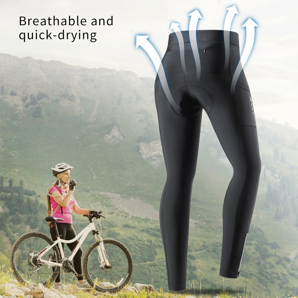 Wosawe Women Cycle Pants with Pocket Breathable Gel Padded Bike Bicycle Pants Tights for Biking Running Jogging cycling clothing