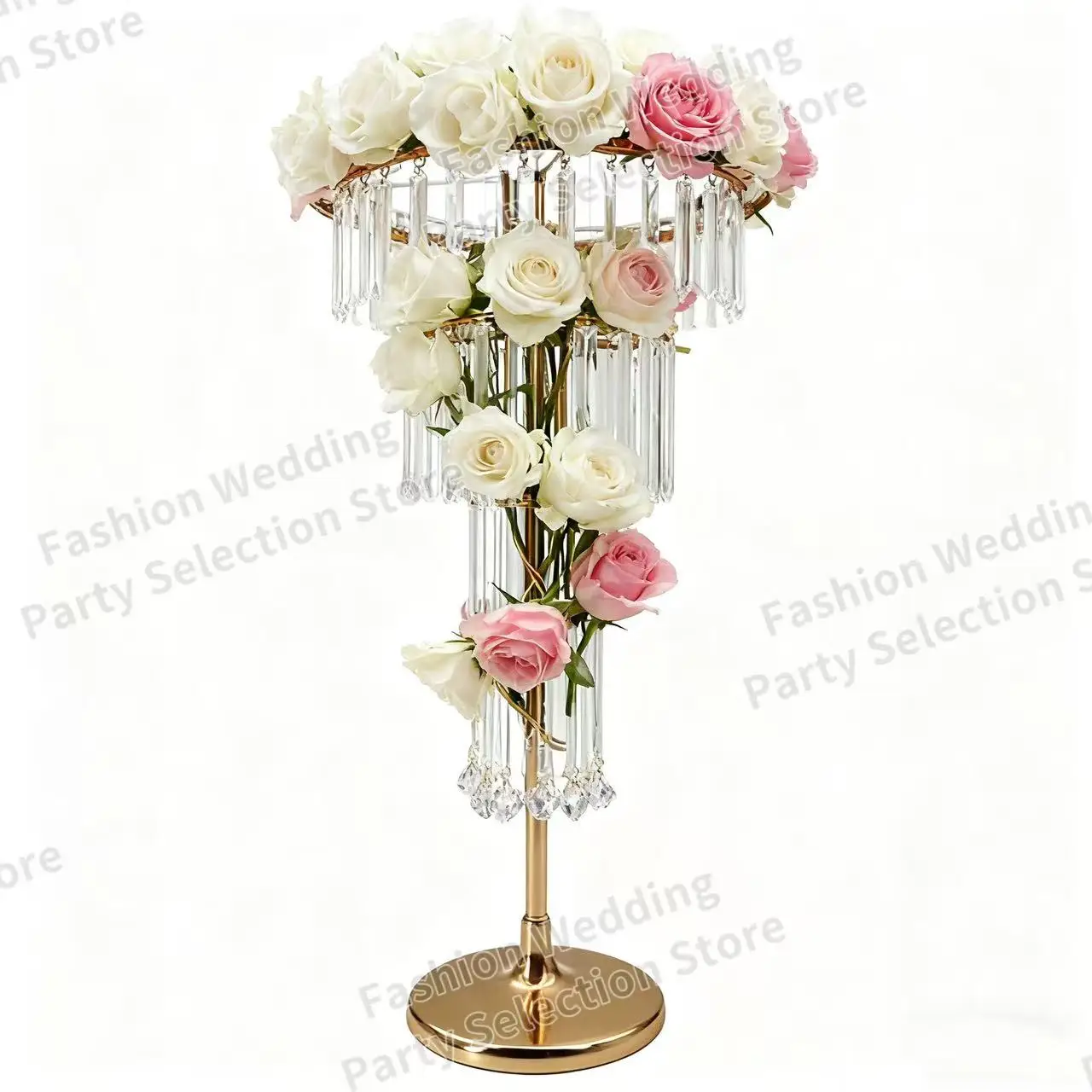 Crystal Flower Stand Wedding Decoration Home Decor Center Gold Silver Acrylic Pendant Dining Table Decoration Background Props