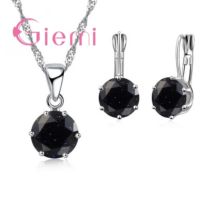 New Fashion Luxury CZ Jewelry Sets 925 Sterling Silver  Earring Pendant Necklace Set Women Anniversary  Engagement Gift