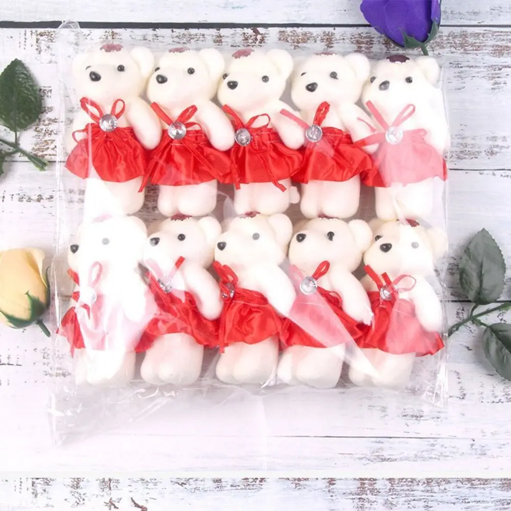 10개/세트 새로운 만화 곰 인형 귀여운 부드러운 곰 부케 액세서리 창의적인 봉제 곰 인형 졸업 발렌타인데이 선물