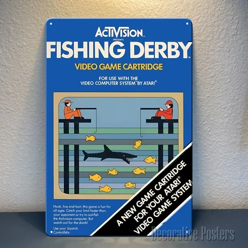 Fishing Derby Retro Video Game Metal Poster - Size:8x12inch (20x30cm) Sign-aluminum