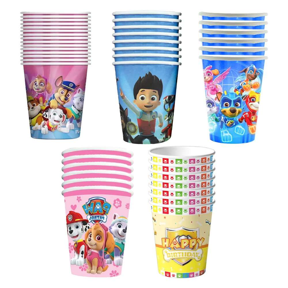 Cartoon Paw Patrol Cup Disposable Paper Cups 9oz New Drinking 250ml Dogs Skye Party Supplies Birthday Party Favor Decoration