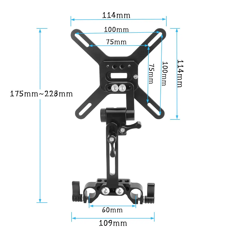 KIMRIG VESA Monitor LCD Screen Mount With 15mm Rod Clamp Block 75 x 75mm 100 x 100mm VESA Mount Mounts Bracket Fixed Flat Panel