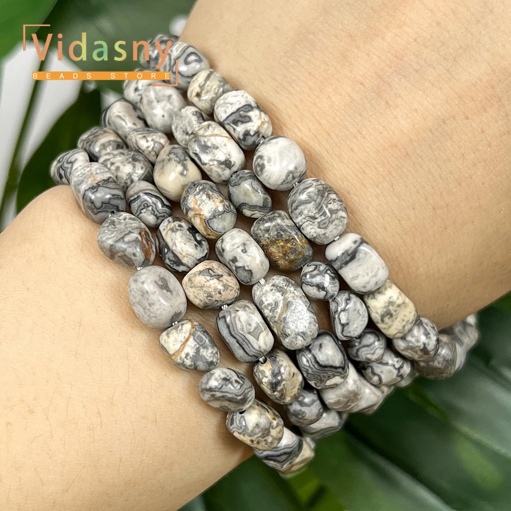 8-10mm Natürliche Lapislazuli-Steinperlen, unregelmäßige ovale lose Perlen für Schmuckherstellung, DIY-Armbänder, Zubehör – Detail 7