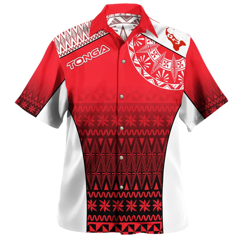 3D The Kingdom Of Tonga National Flag Printing Shirts Tonga Emblem Coat Of Arm Graphic Short Shirts Men Harajuku Clothing Shirts