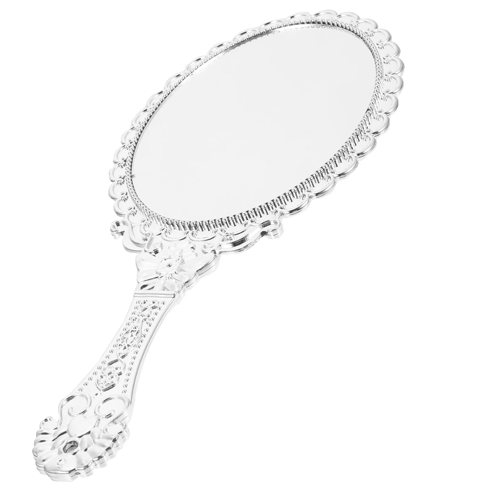 Retro Handle Mirror Practical Portable Travel Makeup Handheld Artistic Abs Mirrors With