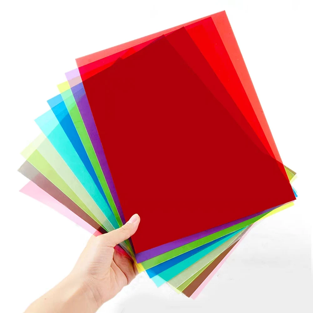 10pcs/pack Translucent Acrylic Sheet Multi-purpose A4 Light Filter PVC Colour Acetate Hard Sheets 0.3mm Thickness Wholesale