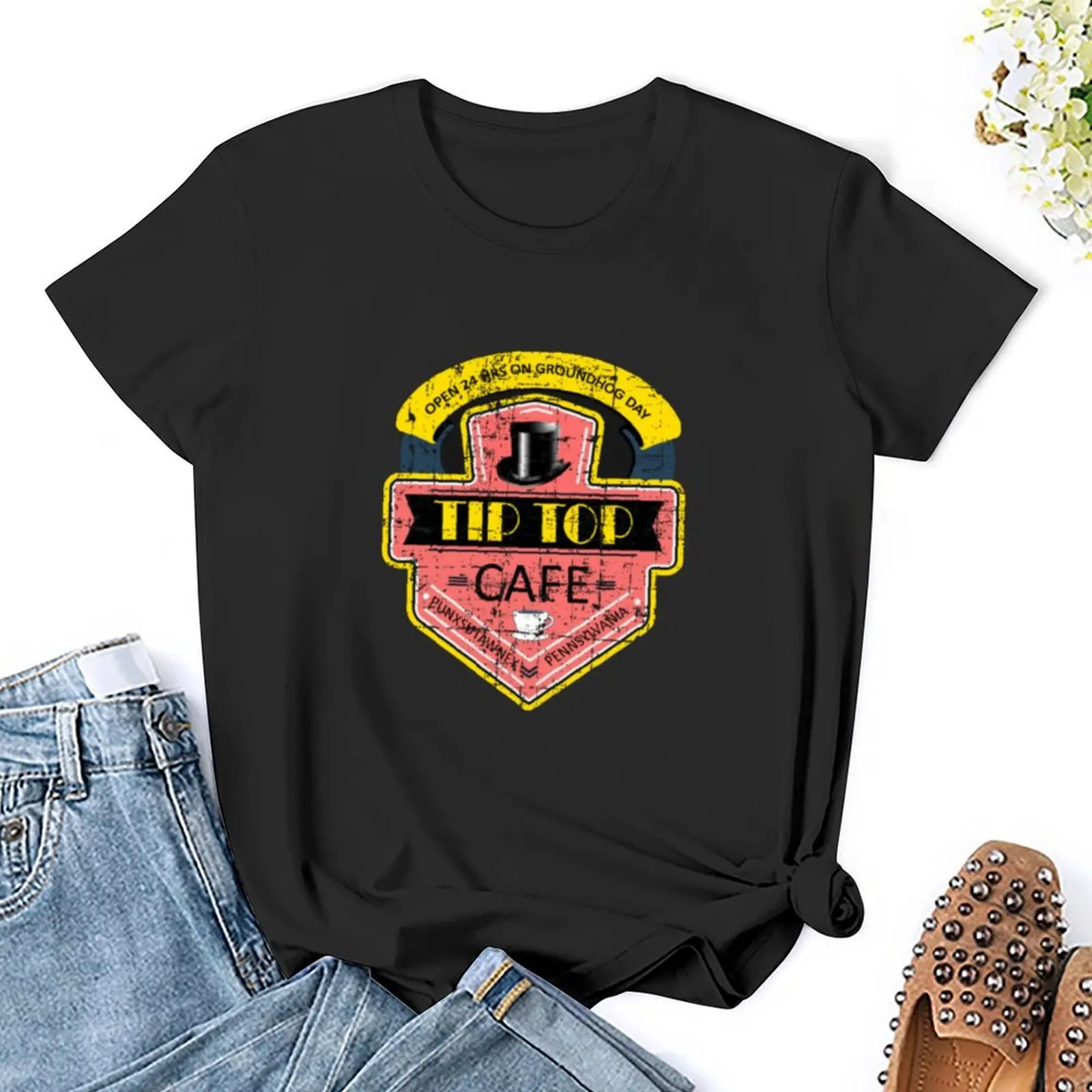 Tip Top Cafe: Groundhog Day T-Shirt plus size tops shirts graphic tees Blouse ariat shirts for Women