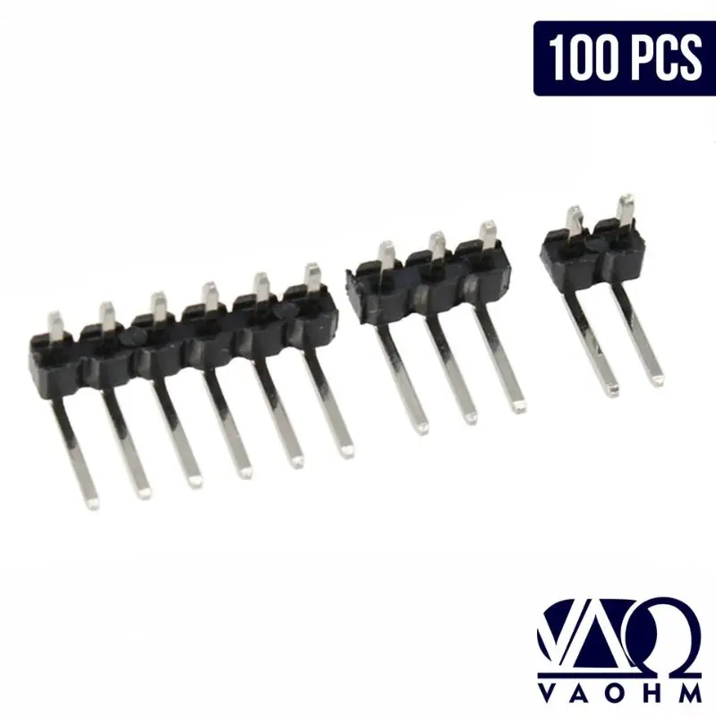100PCS 2.54MM Pin Header Right Angle (90°)  2P 3P 4P 5P