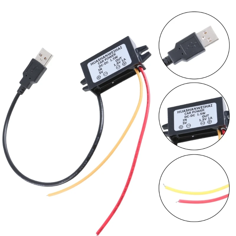 Modul Pengurangan Tegangan Tahan Air Konverter Daya Ujung Terbuka USB 5V2A .5V1A