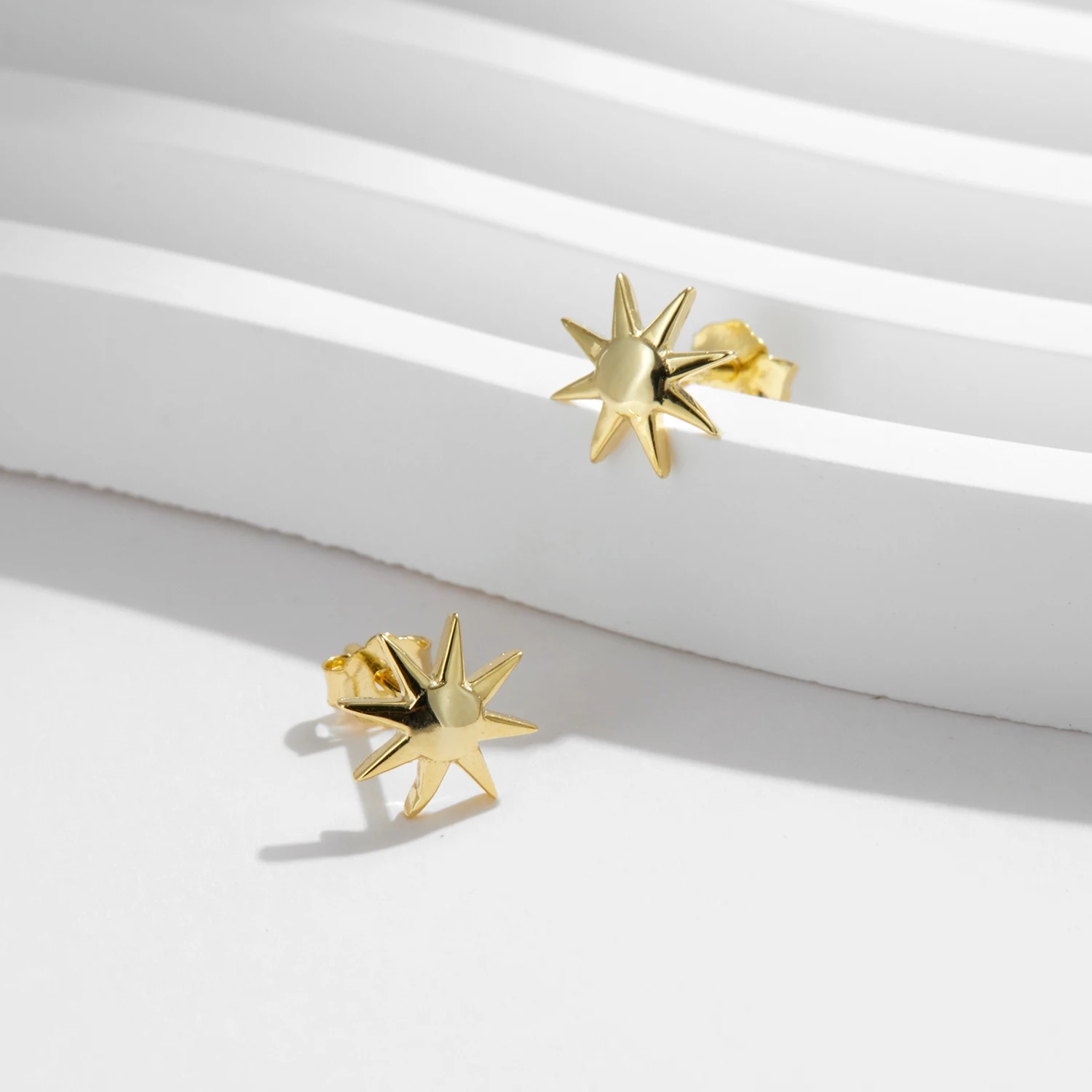 MODIAN 925 Sterling Silver Trendy Delicate Golden Color Sun Unisex Stud Earrings For Men Women Fine Jewelry