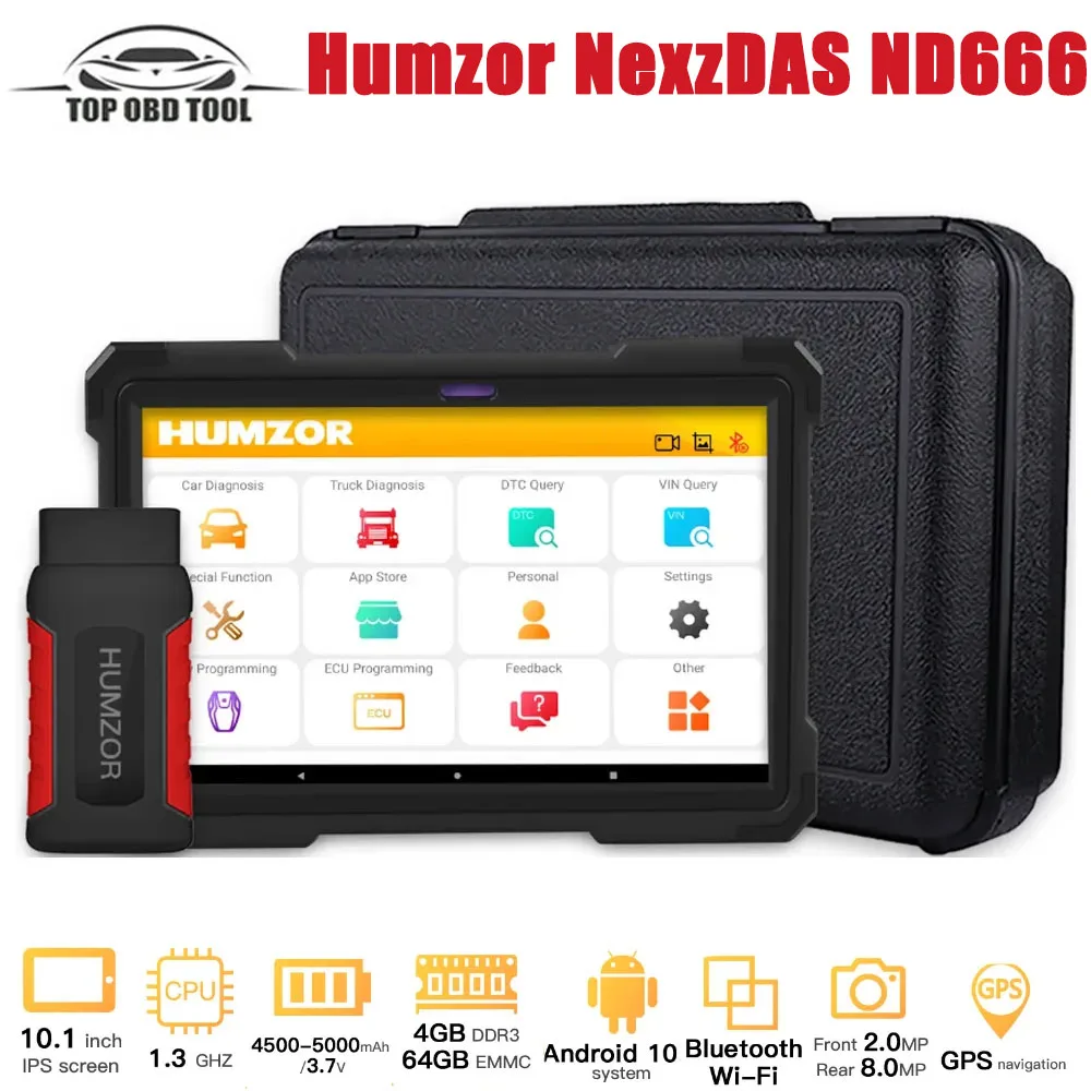 

Original Humzor NexzDAS ND666 Elite OBD2 Scanner 12V&24V Car and Truck Full System Diagnosis Tool ECU Coding Odo-meter Adjust